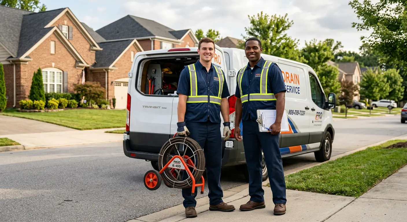 Sewer and drain service team with equipment ready for work in Winter Park