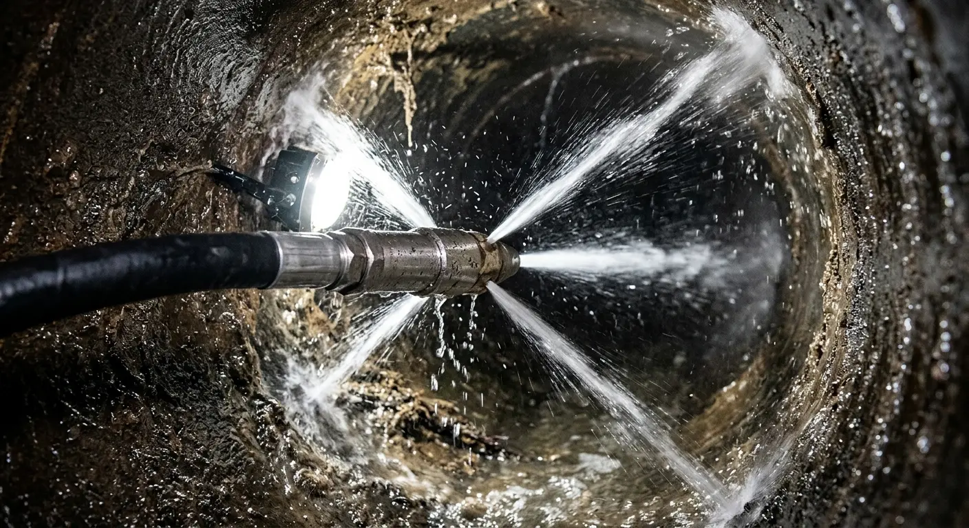 High-pressure hydro jetting nozzle cleaning sewer pipe for Storm Drain Cleaning in Winter Park